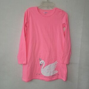 Lightning Bug Dress Girls 8 Neon‎ Pink Long Sleeve Tshirt Swan Print Midi Belk